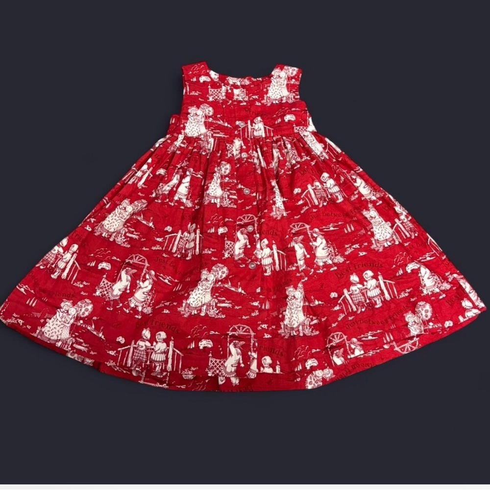 Red Printed Kids Casual Dress